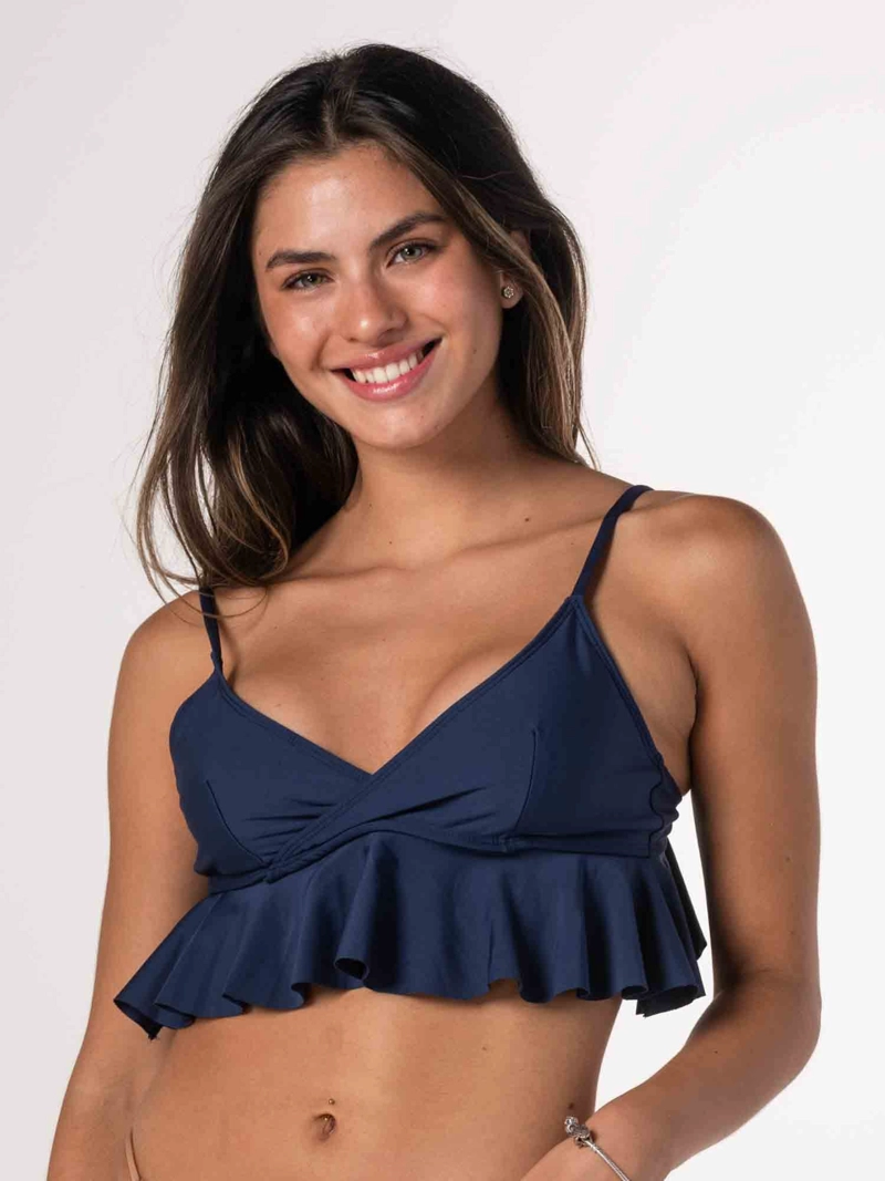 TOP DE BIKINI DAIKIRI MUJER TRIANGULO VOLADOS AZUL MARINO PROTECCION UV50+ - 1