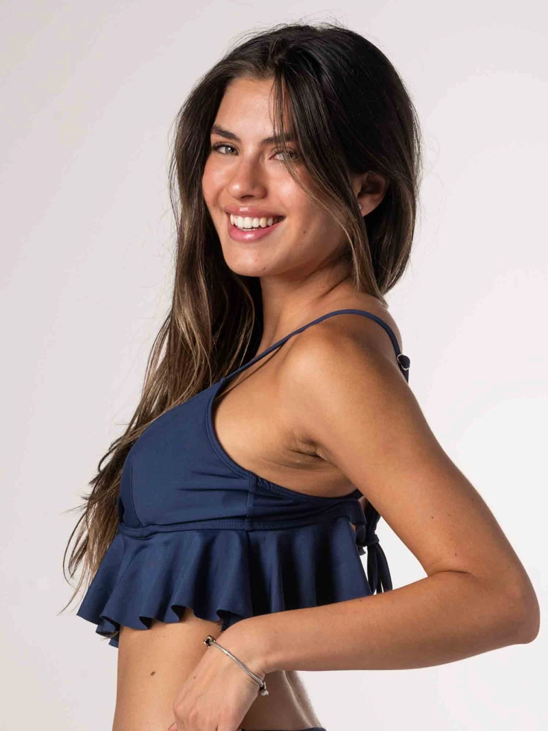 TOP DE BIKINI DAIKIRI MUJER TRIANGULO VOLADOS AZUL MARINO PROTECCION UV50+ - 2