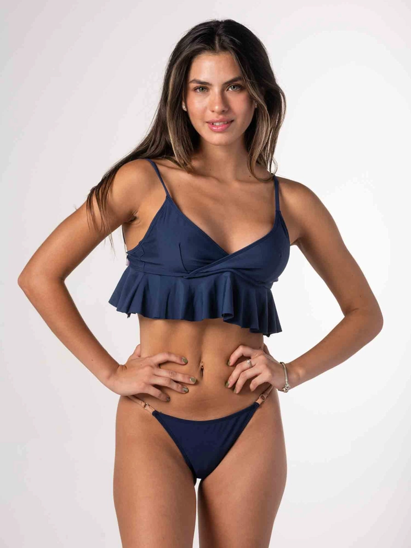 TOP DE BIKINI DAIKIRI MUJER TRIANGULO VOLADOS AZUL MARINO PROTECCION UV50+ - 7