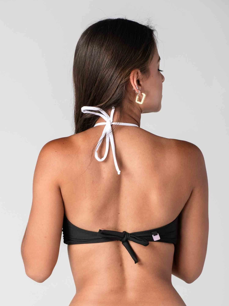 TOP DE BIKINI DAIKIRI MUJER STRAPLESS AMARRAS NEGRO BLANCO PROTECCION UV50+ - 6