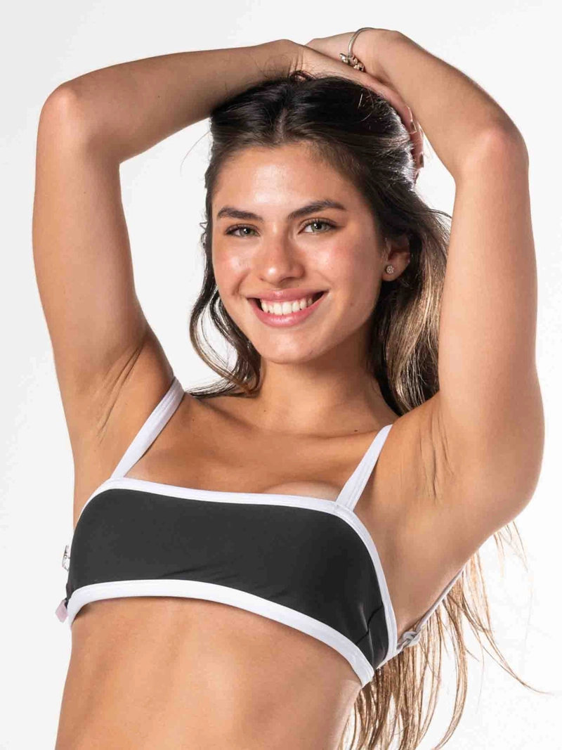 TOP DE BIKINI DAIKIRI MUJER TIRANTE ANCHO NEGRO BLANCO PROTECCION UV50+ - 1
