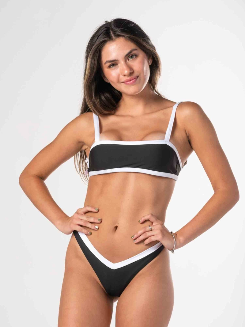 TOP DE BIKINI DAIKIRI MUJER TIRANTE ANCHO NEGRO BLANCO PROTECCION UV50+ - 7