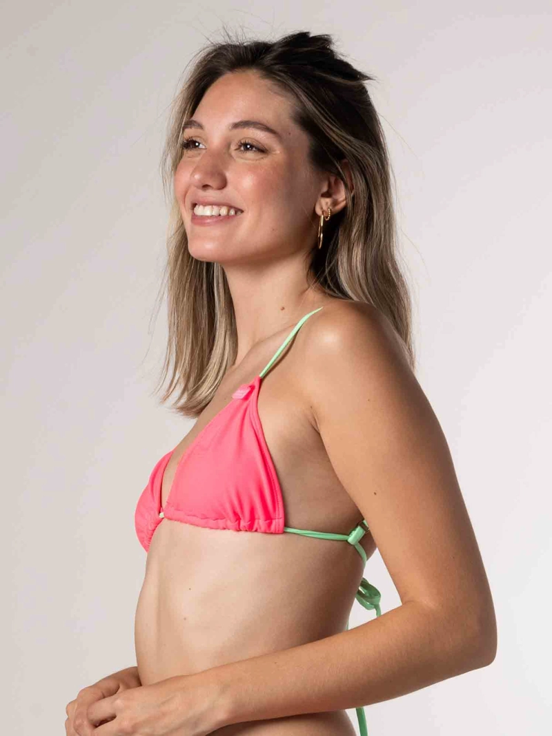 TOP DE BIKINI DAIKIRI MUJER TRIANGULO BASICO ROSADO FUCSIA FLUOR VERDE MENTA PROTECCION UV50+ - 2