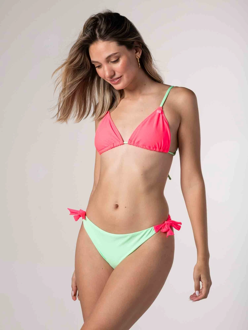 TOP DE BIKINI DAIKIRI MUJER TRIANGULO BASICO ROSADO FUCSIA FLUOR VERDE MENTA PROTECCION UV50+ - 7