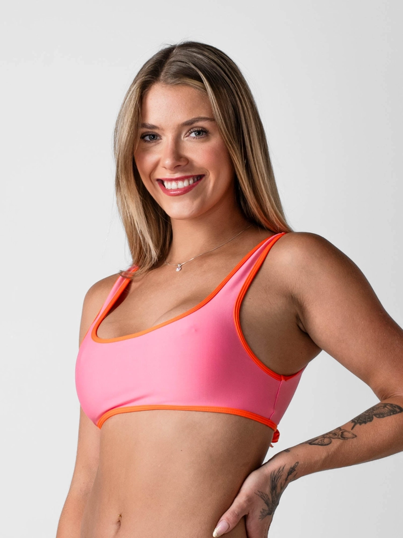 TOP DE BIKINI DAIKIRI MUJER DEPORTIVO AJUSTABLE ROSA CON NARANJA PROTECCION UV50+ - 5