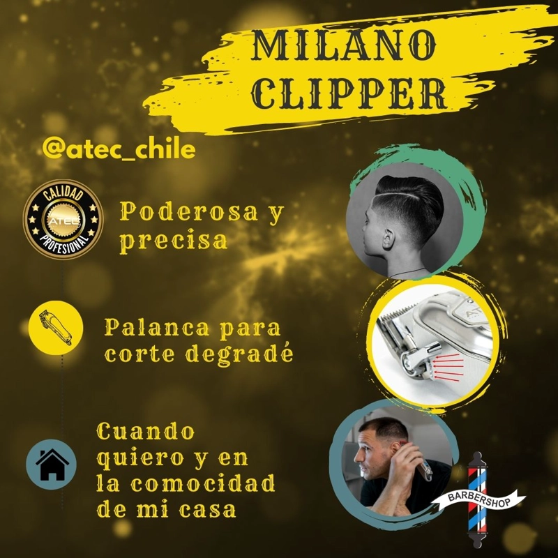 MÁQUINA CORTAPELO INALÁMBRICO ATEC MILANO CLIPPER CUT 1 VELOCIDAD - 3