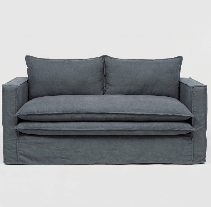 SOFA PAGANI 2 CUERPOS TELA LINO GRIS - 3