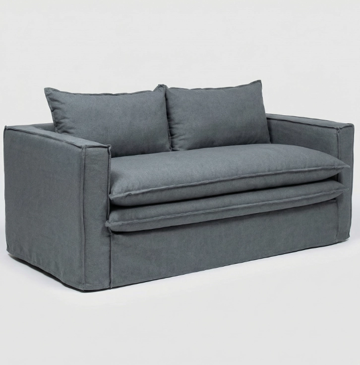 SOFA PAGANI 2 CUERPOS TELA LINO GRIS - 4