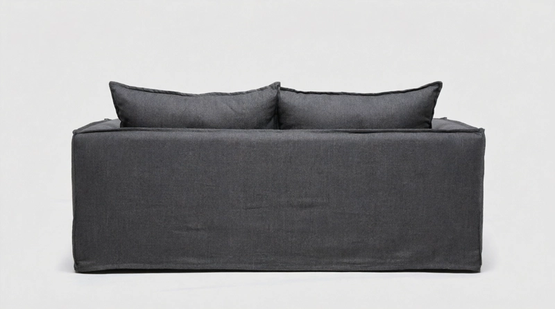 SOFA PAGANI 2 CUERPOS TELA LINO GRIS - 5