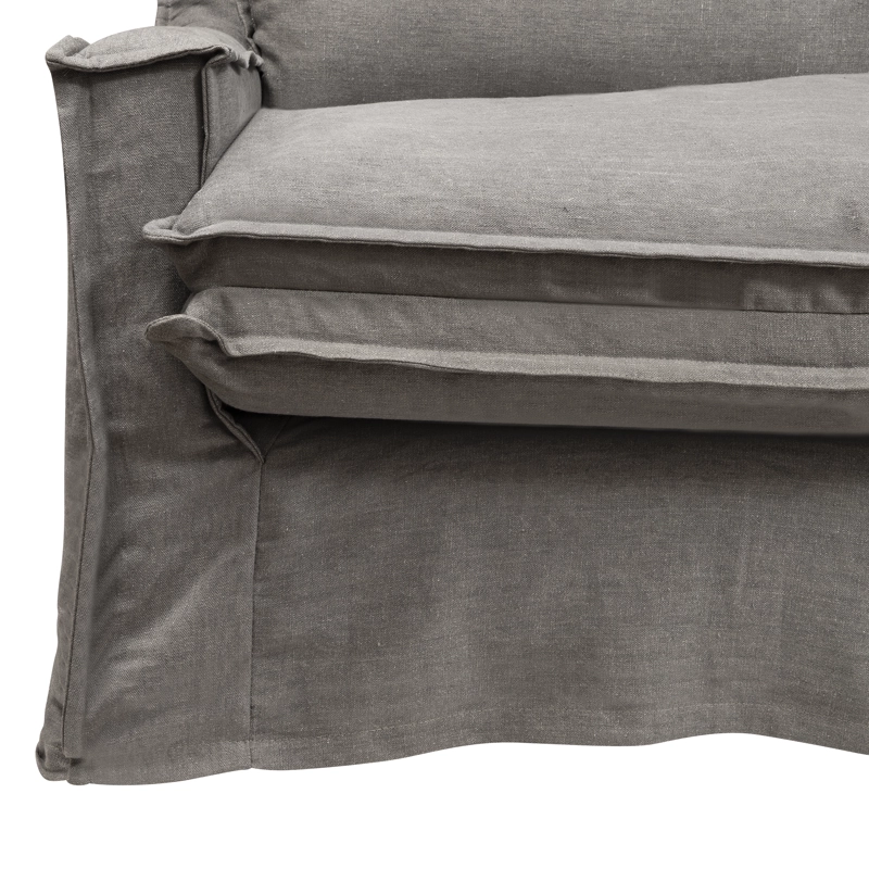 SOFA PAGANI 2 CUERPOS TELA LINO GRIS - 6