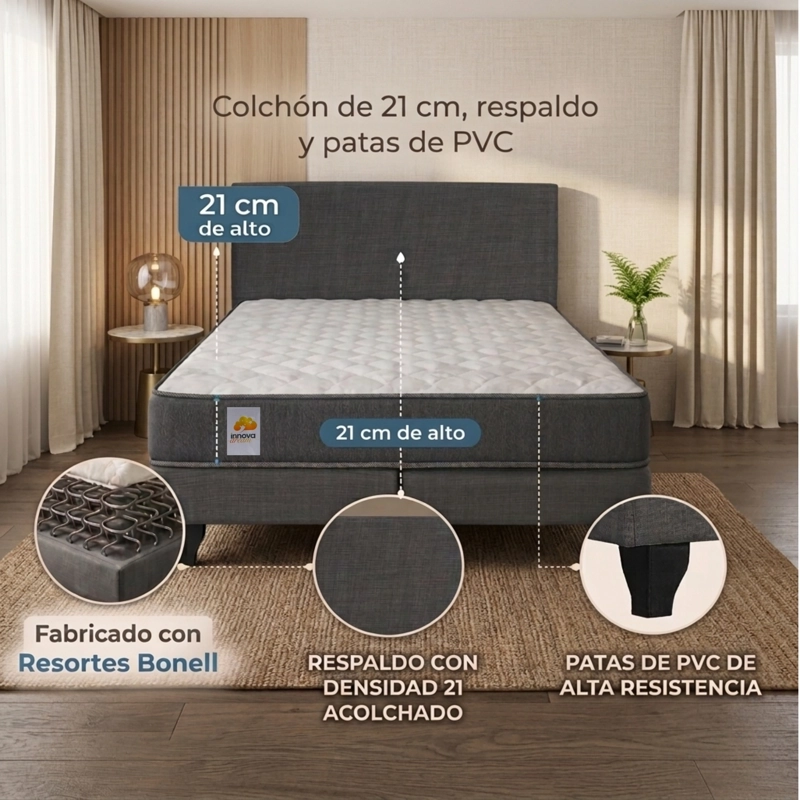 CAMA 2 PLAZAS SILVER + EVO TELA - 2