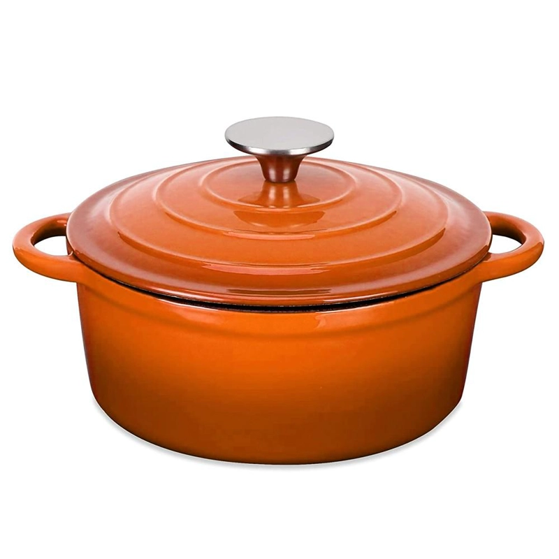 OLLA HIERRO FUNDIDO REDONDA NARANJA 24X12 CM - 3