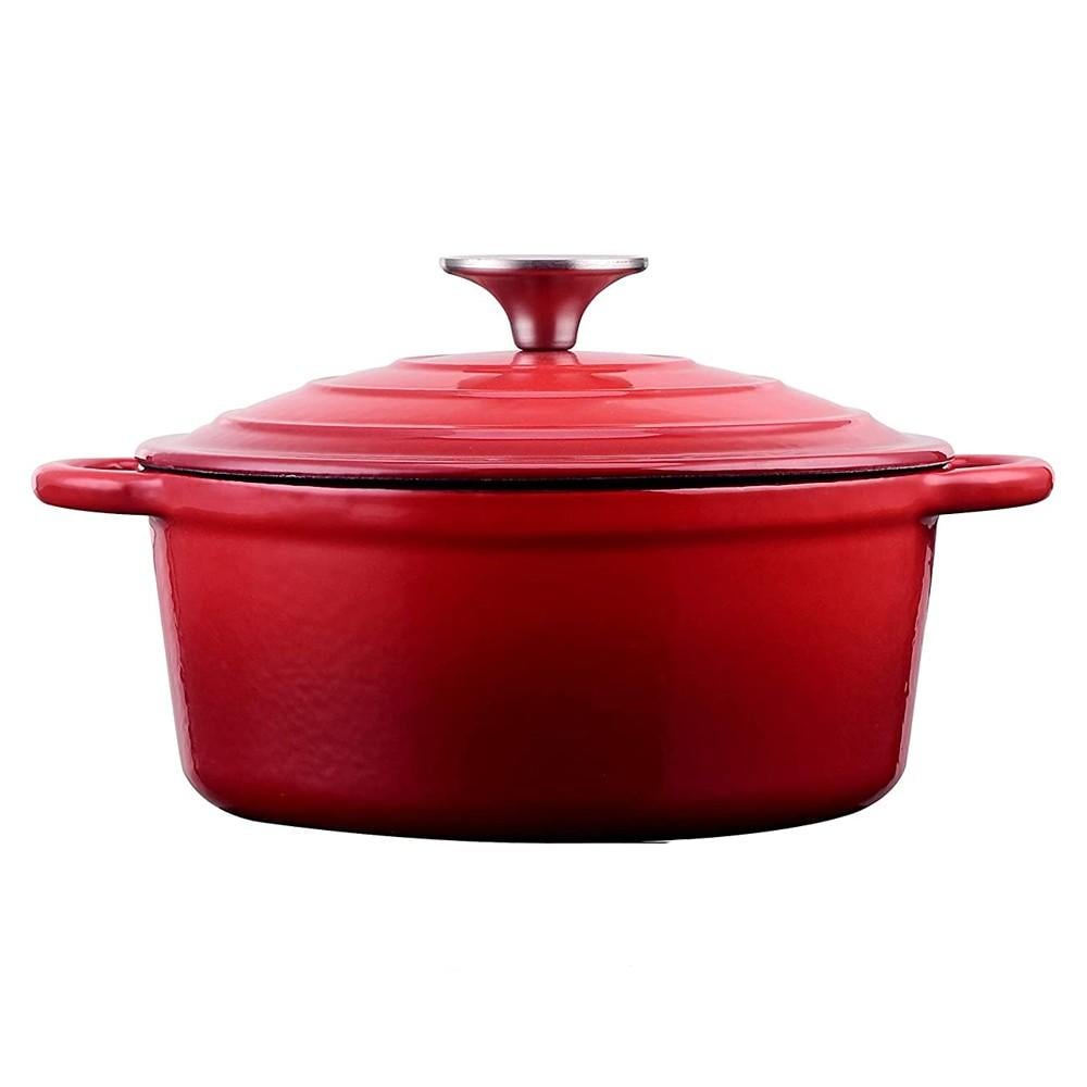 OLLA HIERRO FUNDIDO REDONDA ROJA 24X12 CM - 1