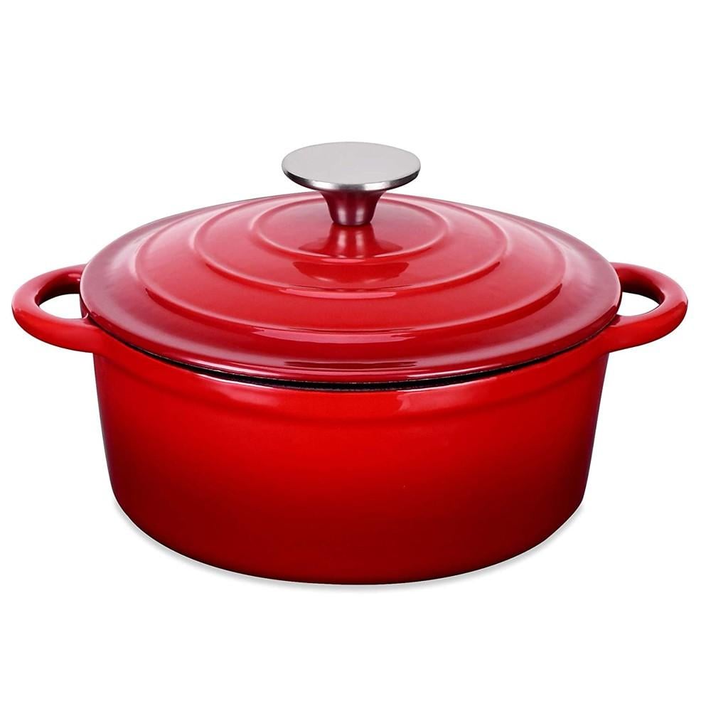 OLLA HIERRO FUNDIDO REDONDA ROJA 24X12 CM - 3