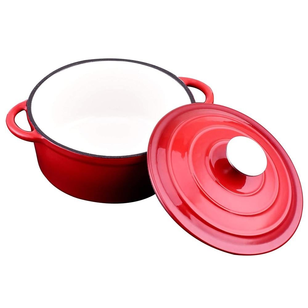 OLLA HIERRO FUNDIDO REDONDA ROJA 24X12 CM - 4