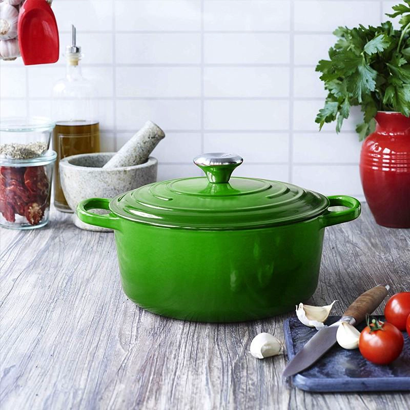 OLLA HIERRO FUNDIDO REDONDA VERDE 24X12 CM - 2