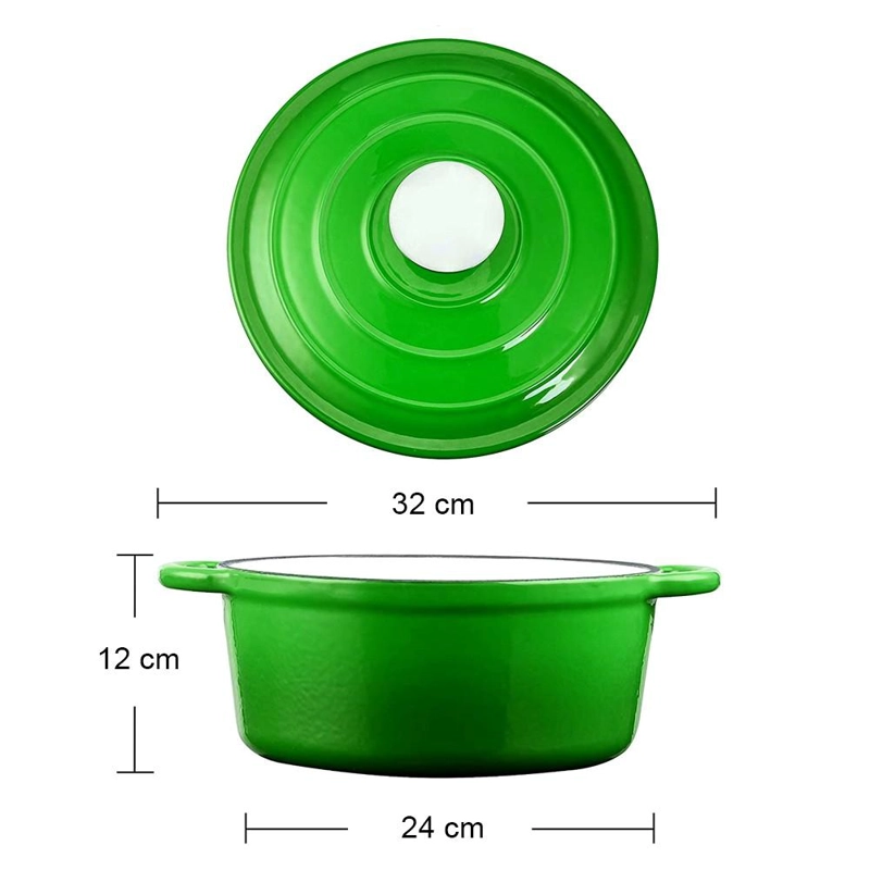 OLLA HIERRO FUNDIDO REDONDA VERDE 24X12 CM - 5