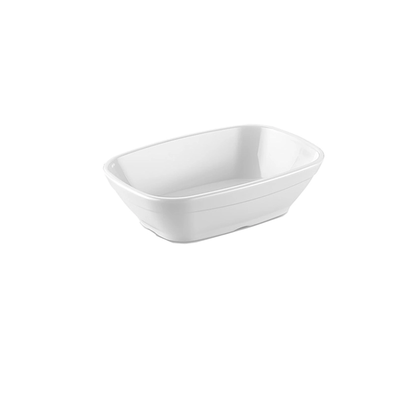 SET DE 4 PLATO RECTANGULAR 17 X 3.5 CM POLICARBONATO EN COLOR BLANCO - 1