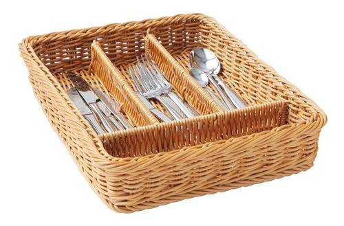 CANASTO RATTAN PP HEAVY DUTY 4 SEP. 36*25*7.5 CM. BEIGE - 2