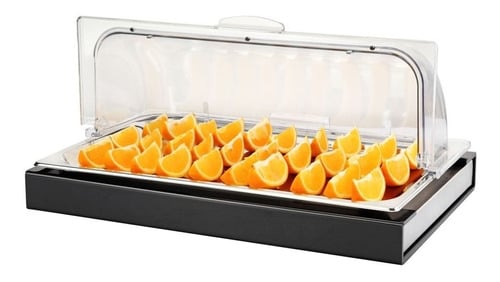 EXHIBIDOR BUFFET FRIO C/TAPA ROLL INSERTO ACERO GN 1/1X2 CM - 2
