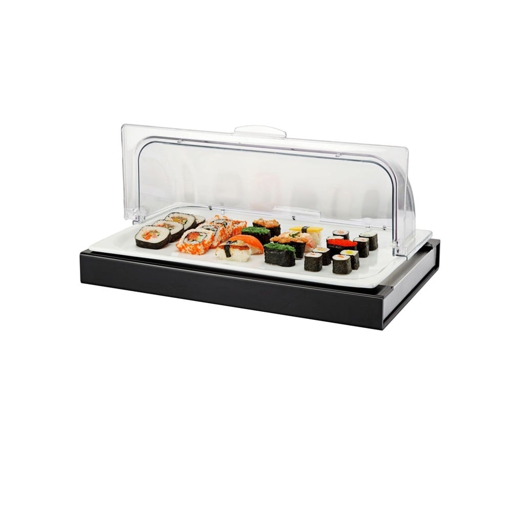 EXHIBIDOR BUFFET FRIO C/TAPA ROLL INSERTO GN 1/1X2 CM - 1