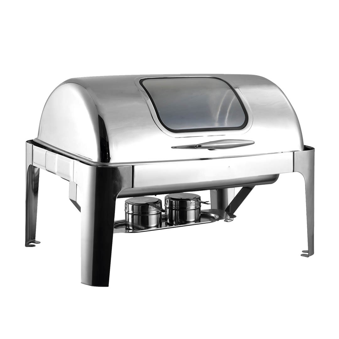 CHAFING DISH TAPA ROLL TOP GN 1/1 CON VENTANA - 1