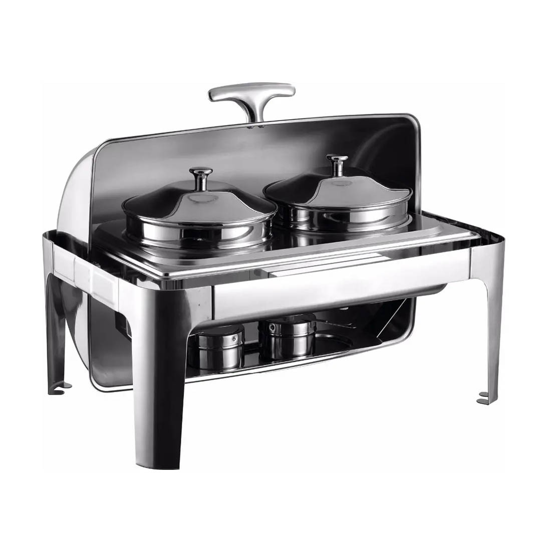 CHAFING DISH TAPA ROLL TOP GN 1/1 CON VENTANA - 3