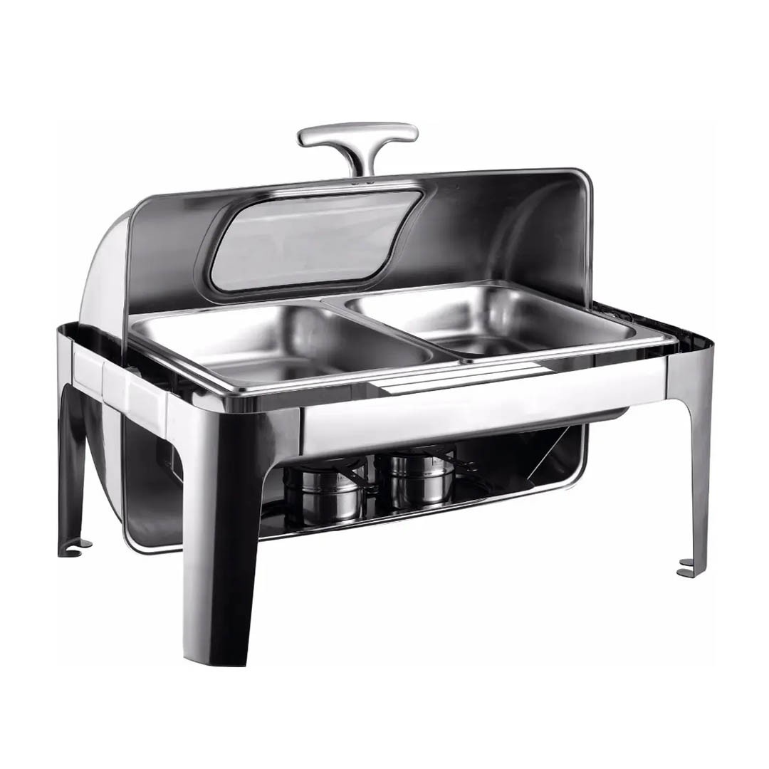 CHAFING DISH TAPA ROLL TOP GN 1/1 CON VENTANA - 4