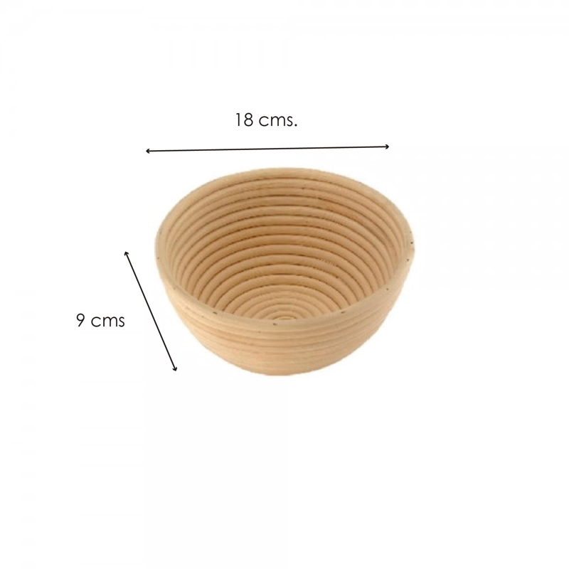 CESTA FERMENTADORA/BANNETTON DE PAN REDONDA RATTAN 18 X 9 CM - 2
