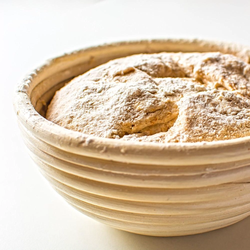 CESTA FERMENTADORA/BANNETTON DE PAN REDONDA RATTAN 18 X 9 CM - 4