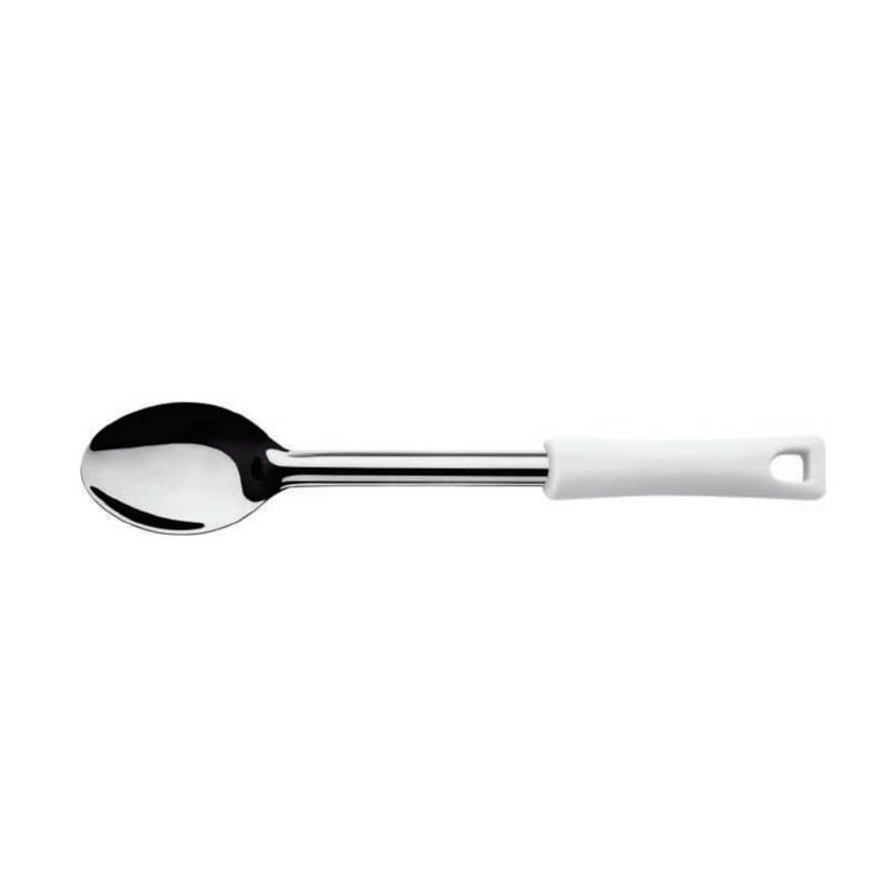 CUCHARA SOLIDA ACERO INOX 23 CM MANGO BLANCO DURAFIO - 1