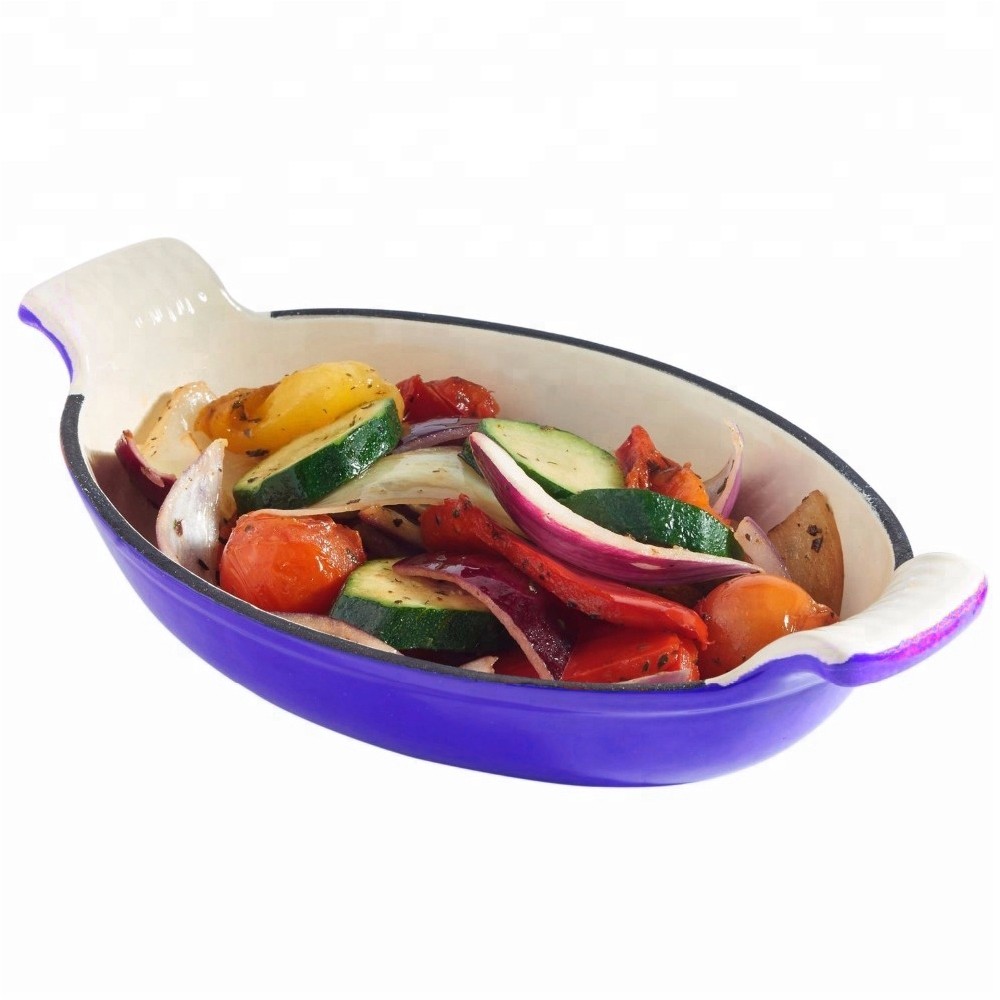 PLATO DE HIERRO ENLOZADO OVALADO AZUL 26 CM - 1
