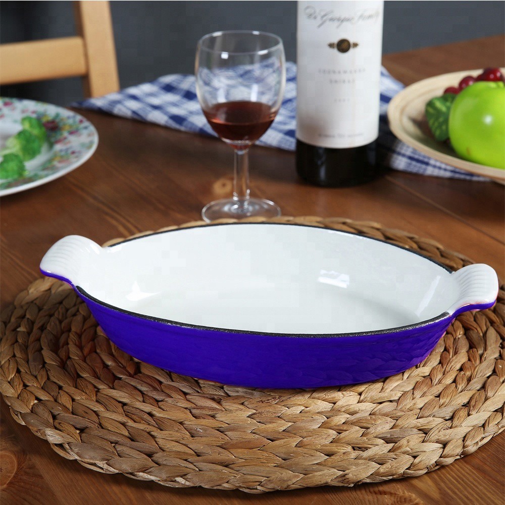 PLATO DE HIERRO ENLOZADO OVALADO AZUL 26 CM - 3