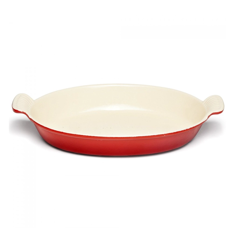 PLATO DE HIERRO ENLOZADO OVALADO ROJO 26 CM - 2