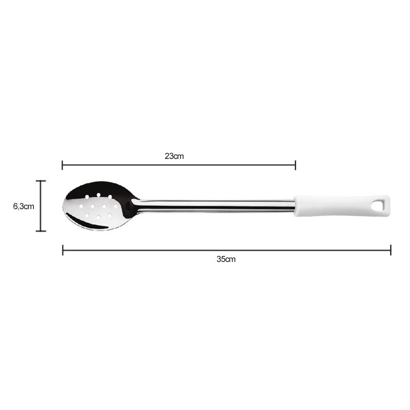 CUCHARA PERFORADA ACERO INOX 23 CM MANGO BLANCO DURAFIO - 3