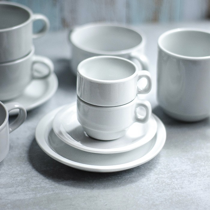 SET DE 6 TAZA CAFÉ 100CC CON PLATILLO APILABLE. LÍNEA TOWER - 3