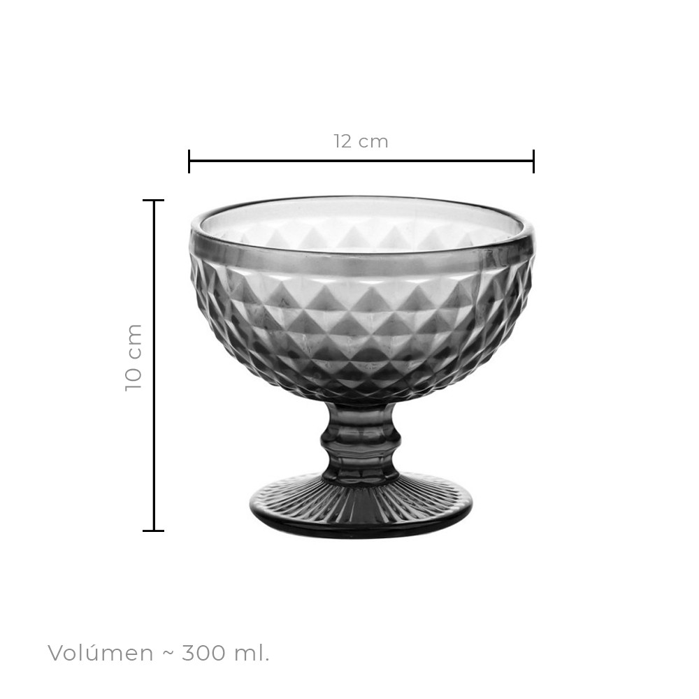 SET 6 COPAS HELADO GRIS 300ML IMAHE - 3