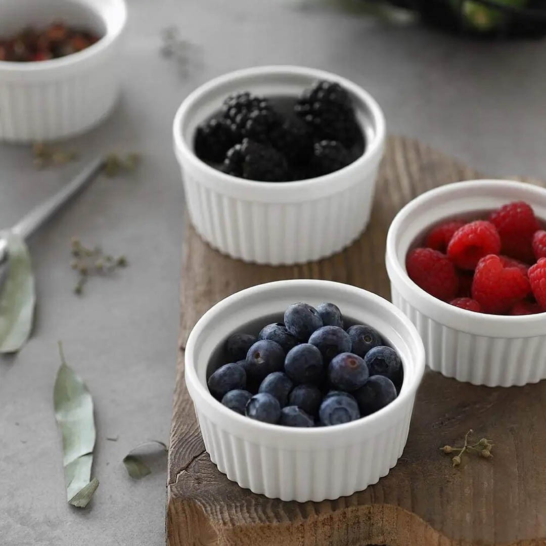 SET DE 12 POCILLO RAMEKIN ACANALADO PORCELANA 5X3CM TOWER | IMAHE - 2