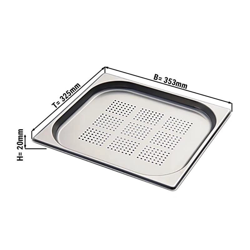 CONTENEDOR GASTRONOMICO PERFORADO GN 2/3 X 2 CM AC INOX - 2