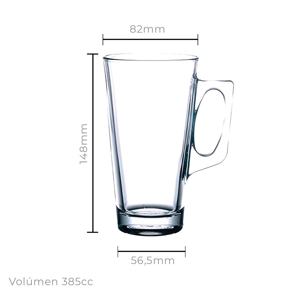 SET DE 4 TAZA VIDRIO C/ AZA 300 CC. MOD. VELA - 6