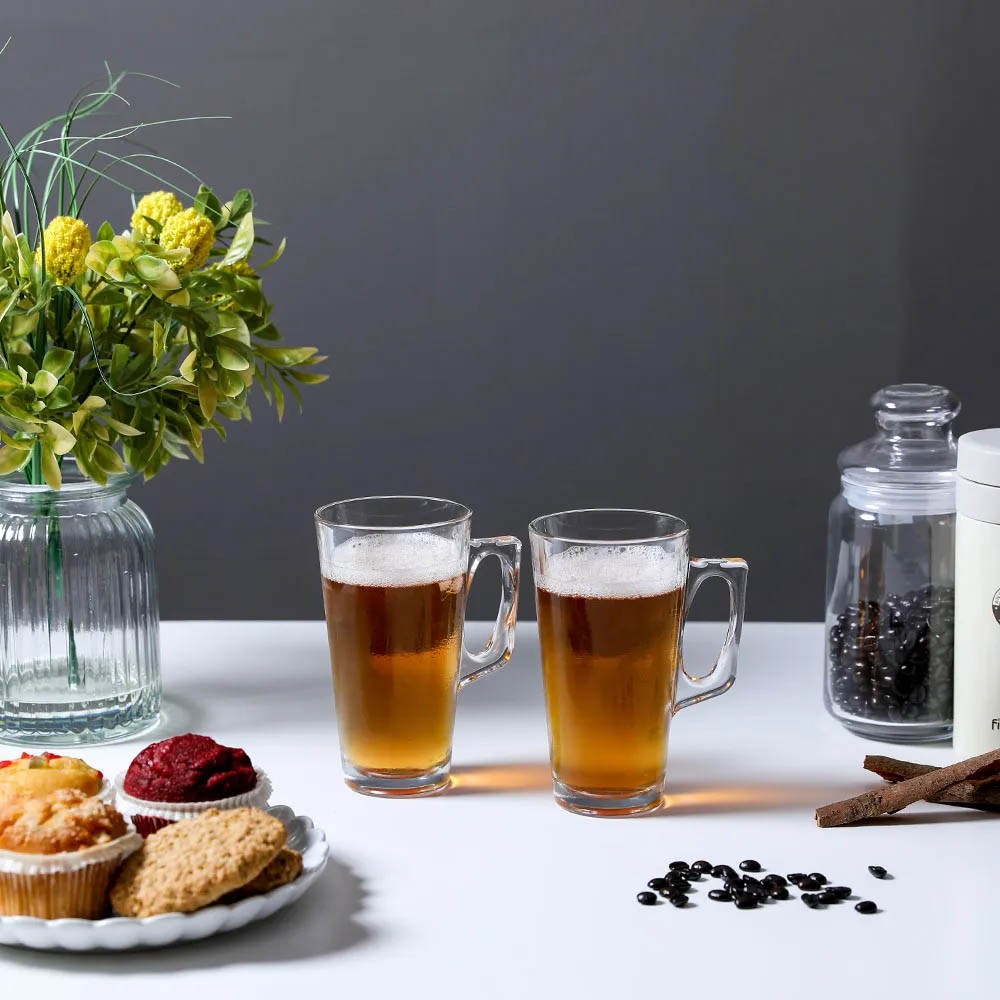 SET DE 4 TAZA VIDRIO C/ AZA 300 CC. MOD. VELA - 7