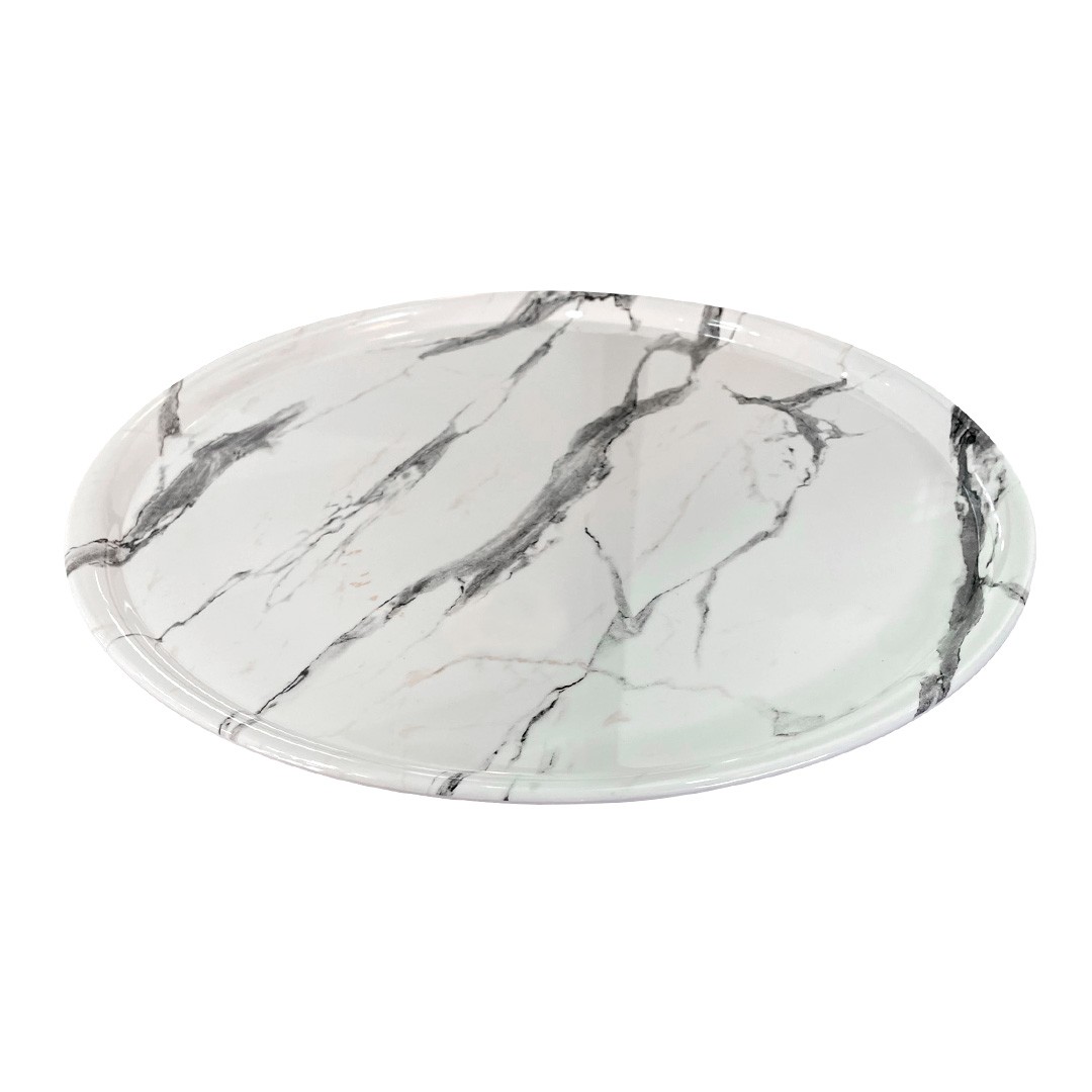 TABLA REDONDA MELAMINA 35 CM MARMOL BLANCO - 1