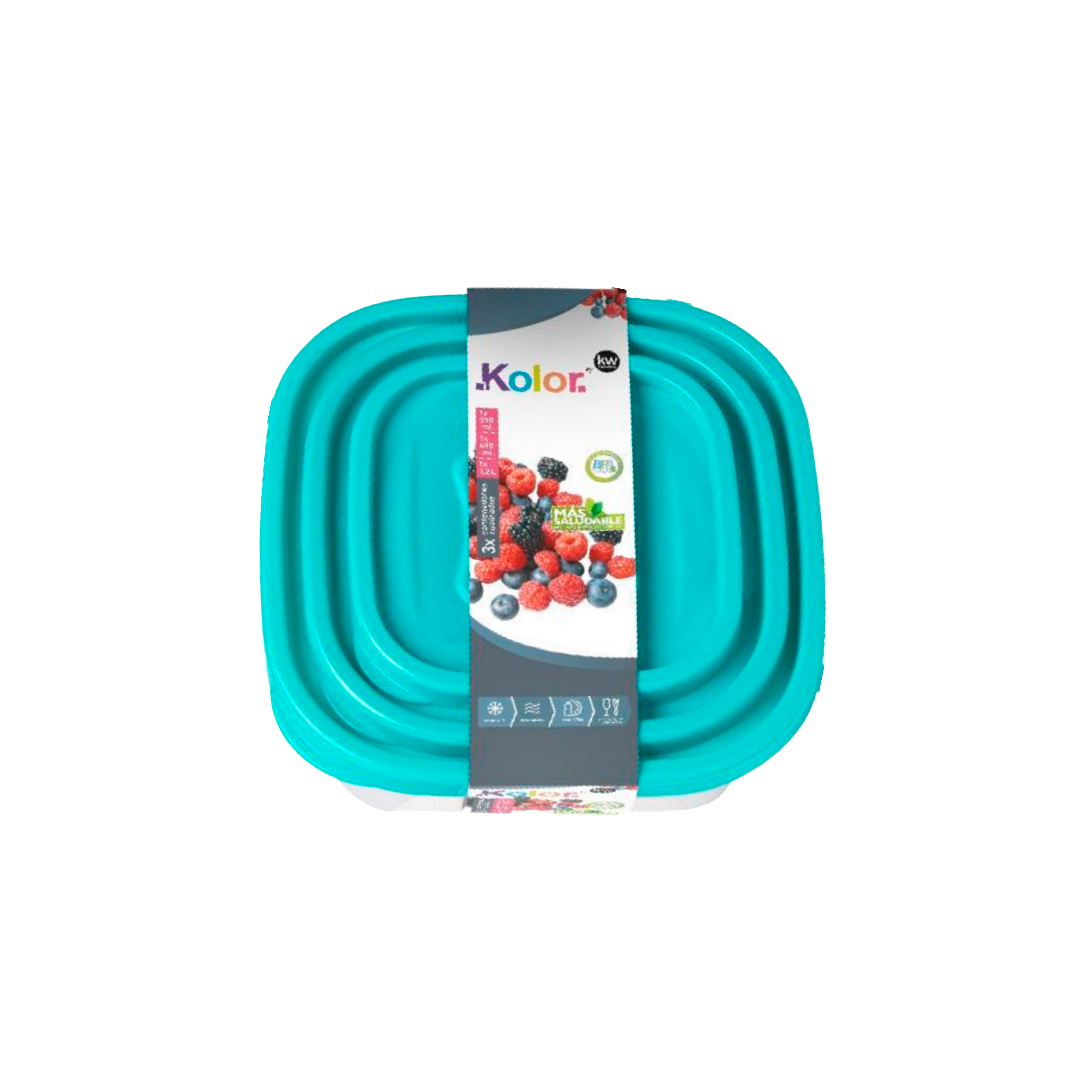 JUEGO DE 3 CONTENEDORES CUADRADO PLASTICO LINEA IMOLA - 1
