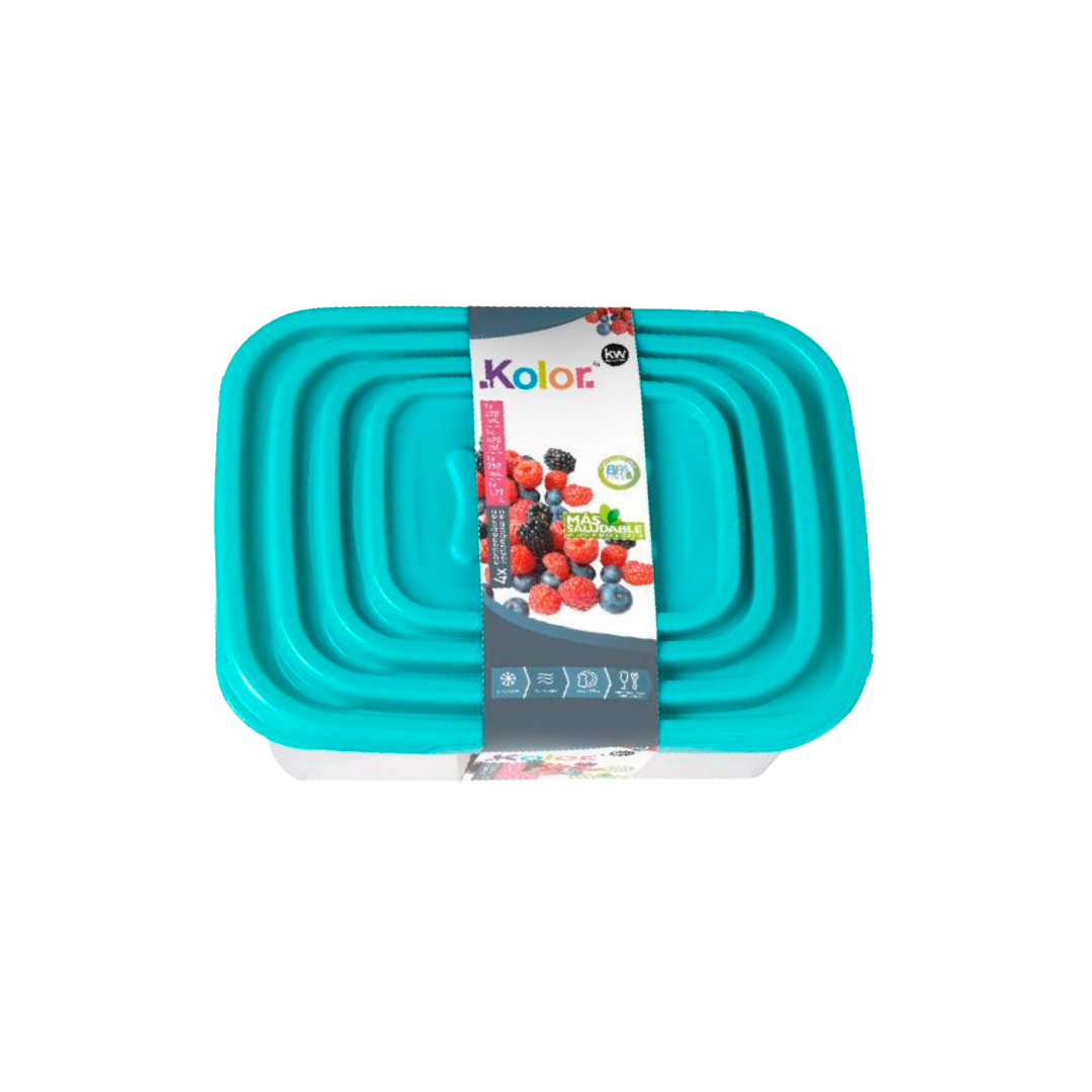 JUEGO DE 4 CONTENEDORES RECTANGULAR PLASTICO LINEA MACEIO - 1