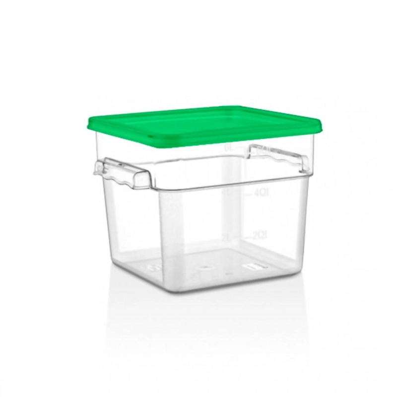 RECIPIENTE POLICARBONATO CUADRADO 3,8 LT CON TAPA VERDE