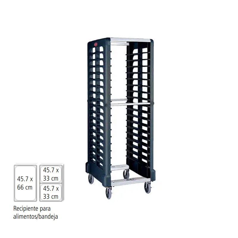 CARRO TRANSPORTE IMAHE  3320BK CAJA ALIMENTOS BANDEJAS NEGRO - 2