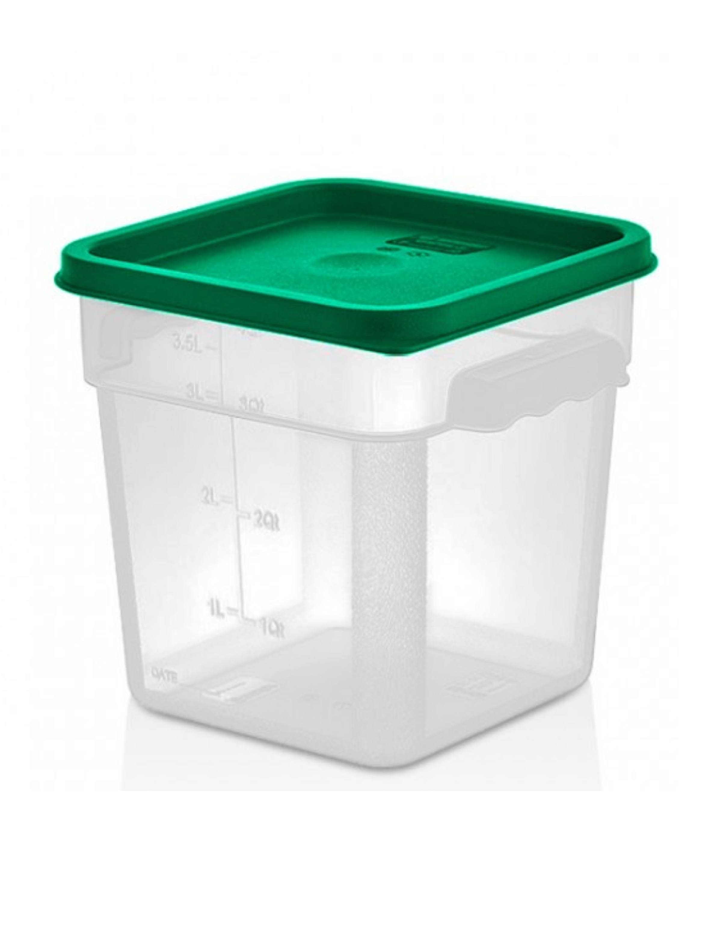 RECIPIENTE CUADRADO POLIPROPILENO 3.8 LTS CON TAPA VERDE