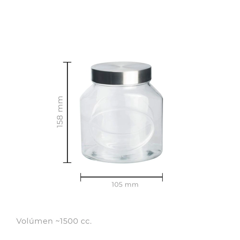 SET DE 2 FRASCOS VIDRIO CON TAPA ACERO 1500 CC LINEA ELIPS - 4