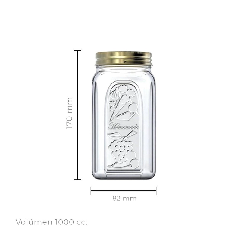 SET DE 3 FRASCOS CONSERVEROS CON TAPA DE METAL 1000 ML - 3