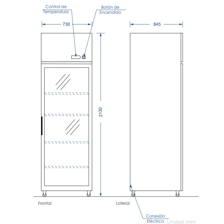 CONGELADOR IMAHE ACERO INOX PUERTA VIDRIO SINGLE 700 LITROS - 8